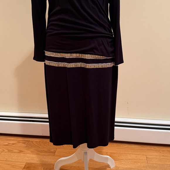 Cache Black Dress with Silver Trim - Picture 4 of 10